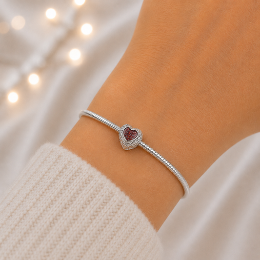 sterling silver peaceful whisper heart ashes memorial charm, handcrafted in Lancashire by keepsake memorial