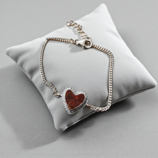 Silver crystal heart memory bracelet, handcrafted in Lancashire, UK