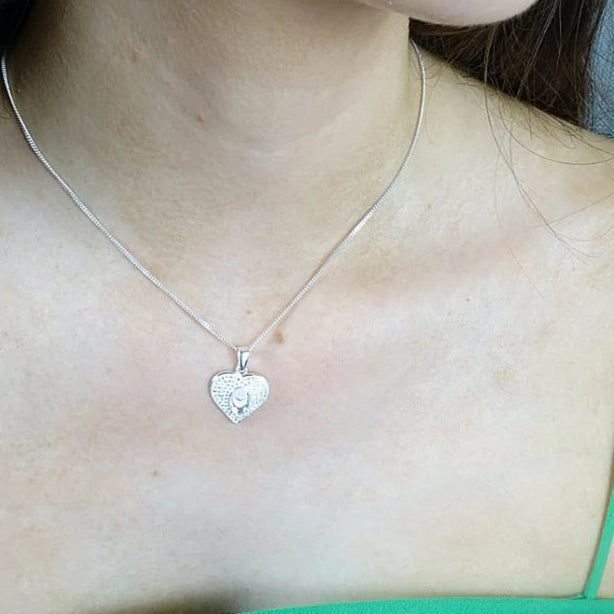 Stunning Solid 925 Silver Heart Pendant With CZ Surround
