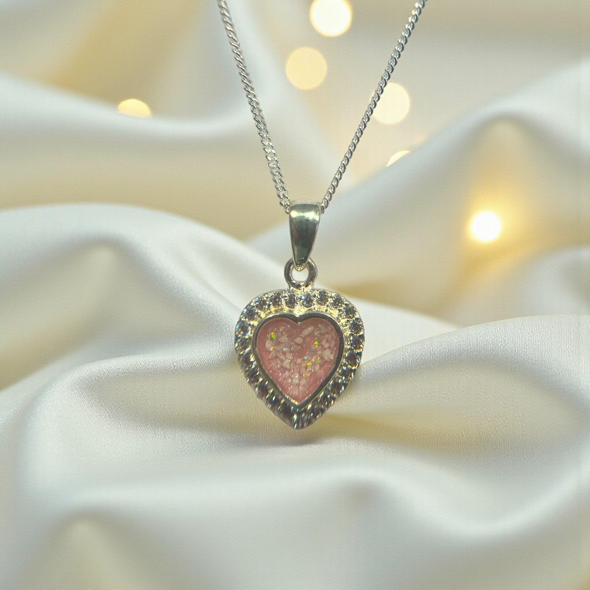 silver heart ashes pendant, handcrafted in lancashire, uk