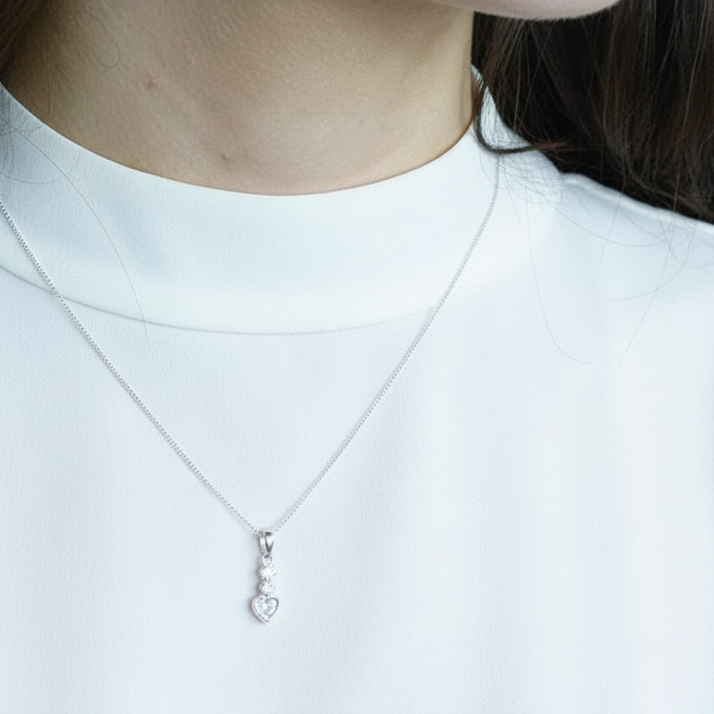 heart drop memory pendant, on model uk
