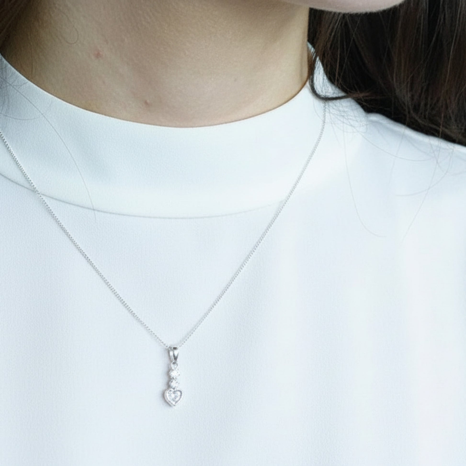 heart drop memory pendant, on model uk