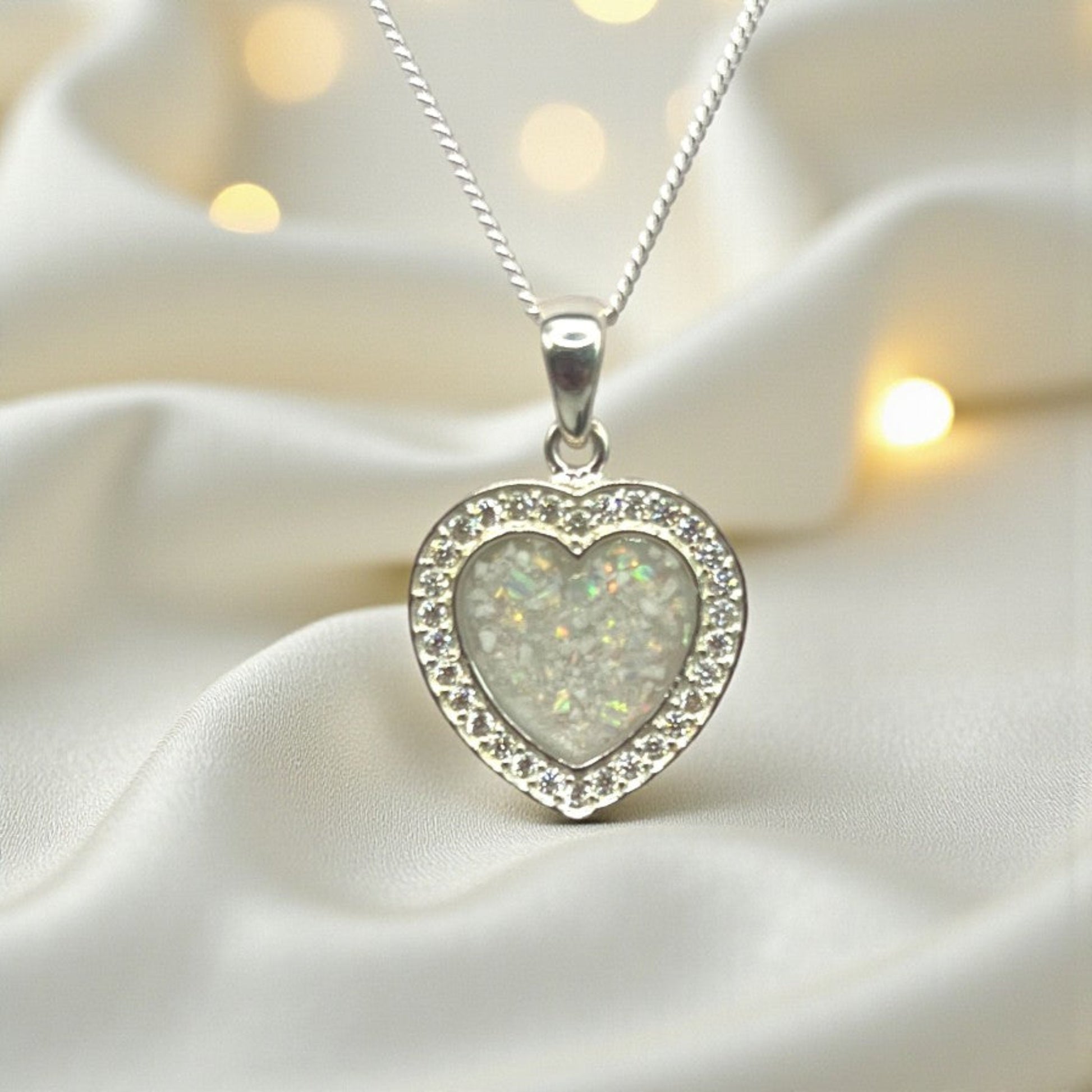 silver heart ashes memorial pendant, handcrafted in lancashire, uk
