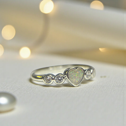 Auralia Ring — silver heart CZ ashes memorial ring, handcrafted in Lancashire, UK