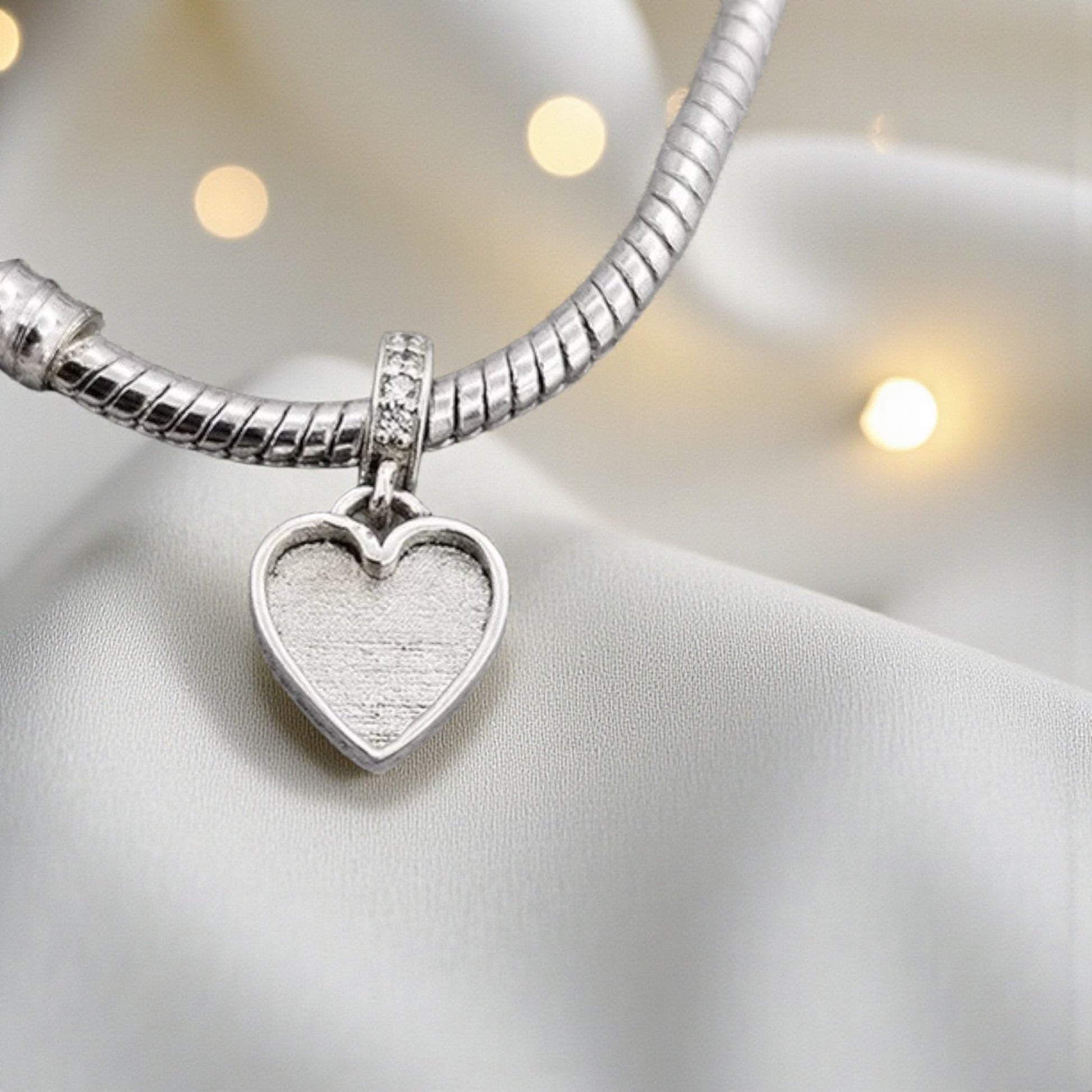 silver heart dangle charm, keepsake, lancashire