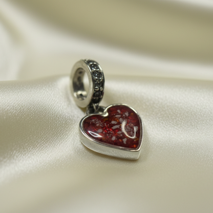 heart dangle memorial charm, handcrafted in lancashire