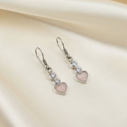 Pleione Earrings — silver heart drop ashes memorial earrings, handcrafted in Lancashire, UK