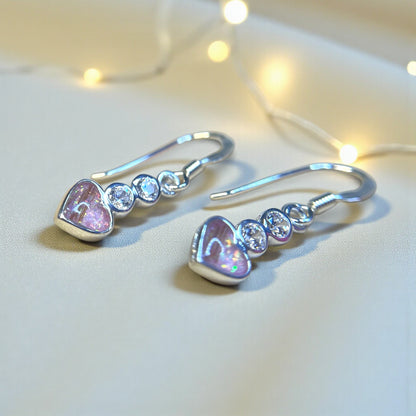 Pleione Earrings — silver heart drop ashes memorial earrings, handcrafted in Lancashire, UK