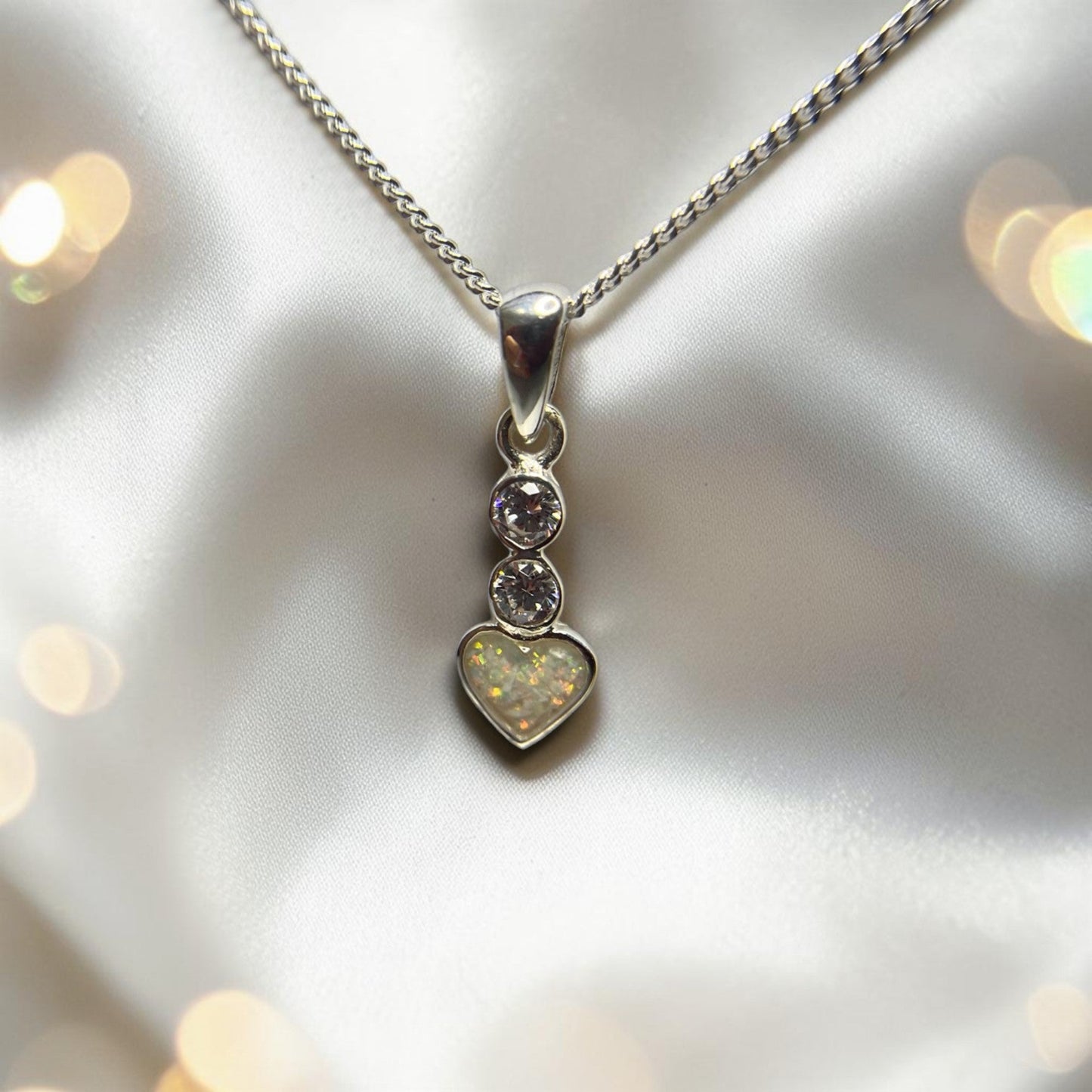 silver heart drop memorial pendant, handcrafted in lancashire 