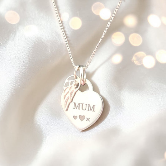 silver heart engraving keepsake pendant uk