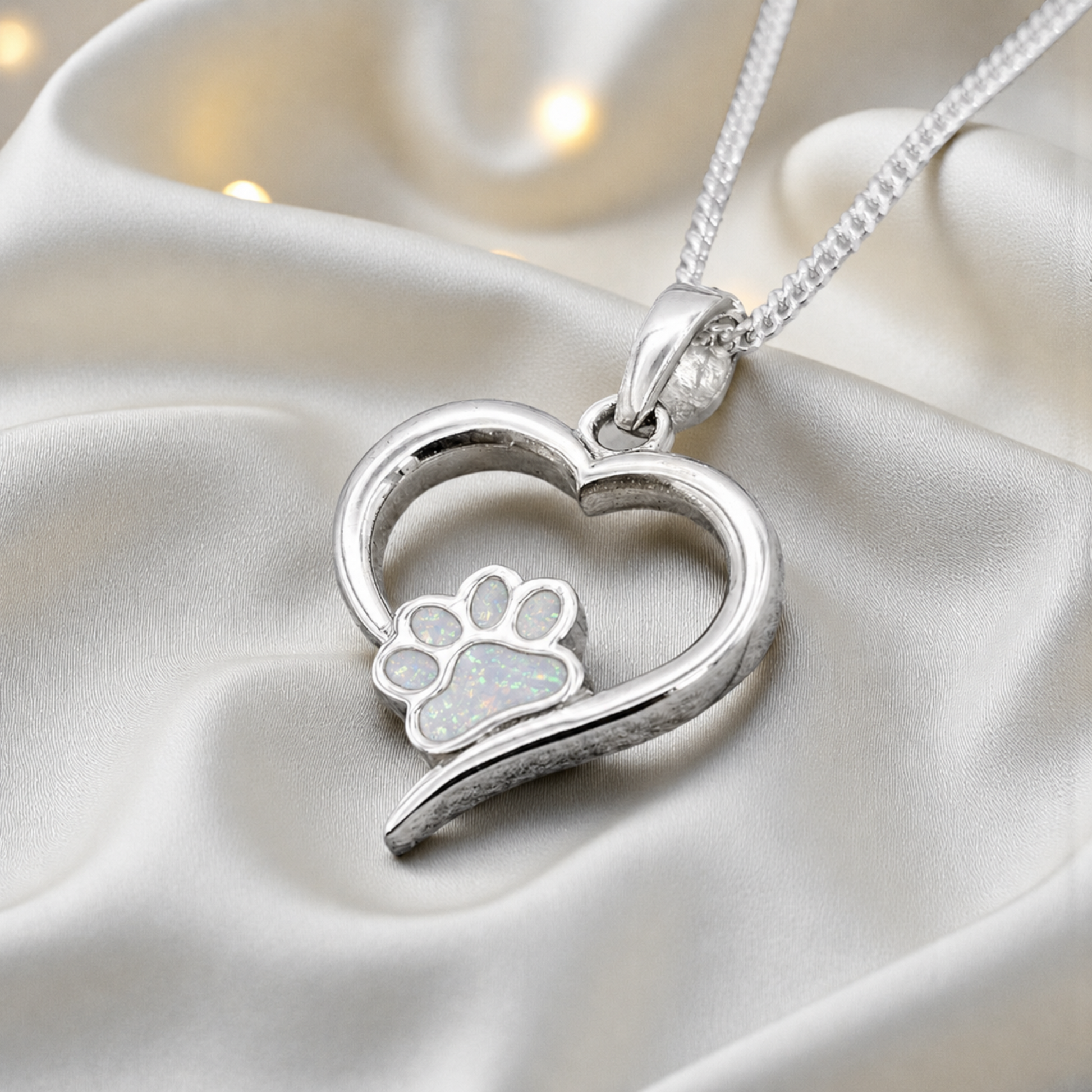 silver heart paw pendant, handcrafted in uk