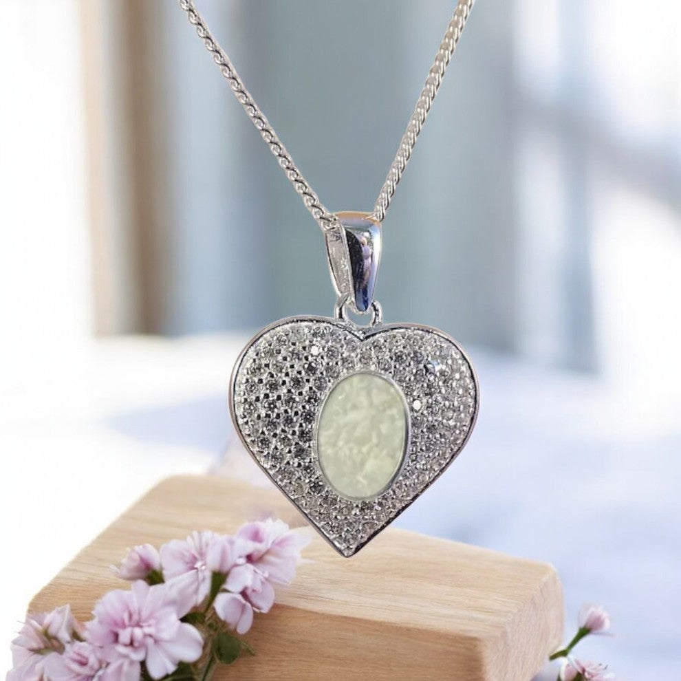 Stunning Solid 925 Silver Heart Pendant With CZ Surround