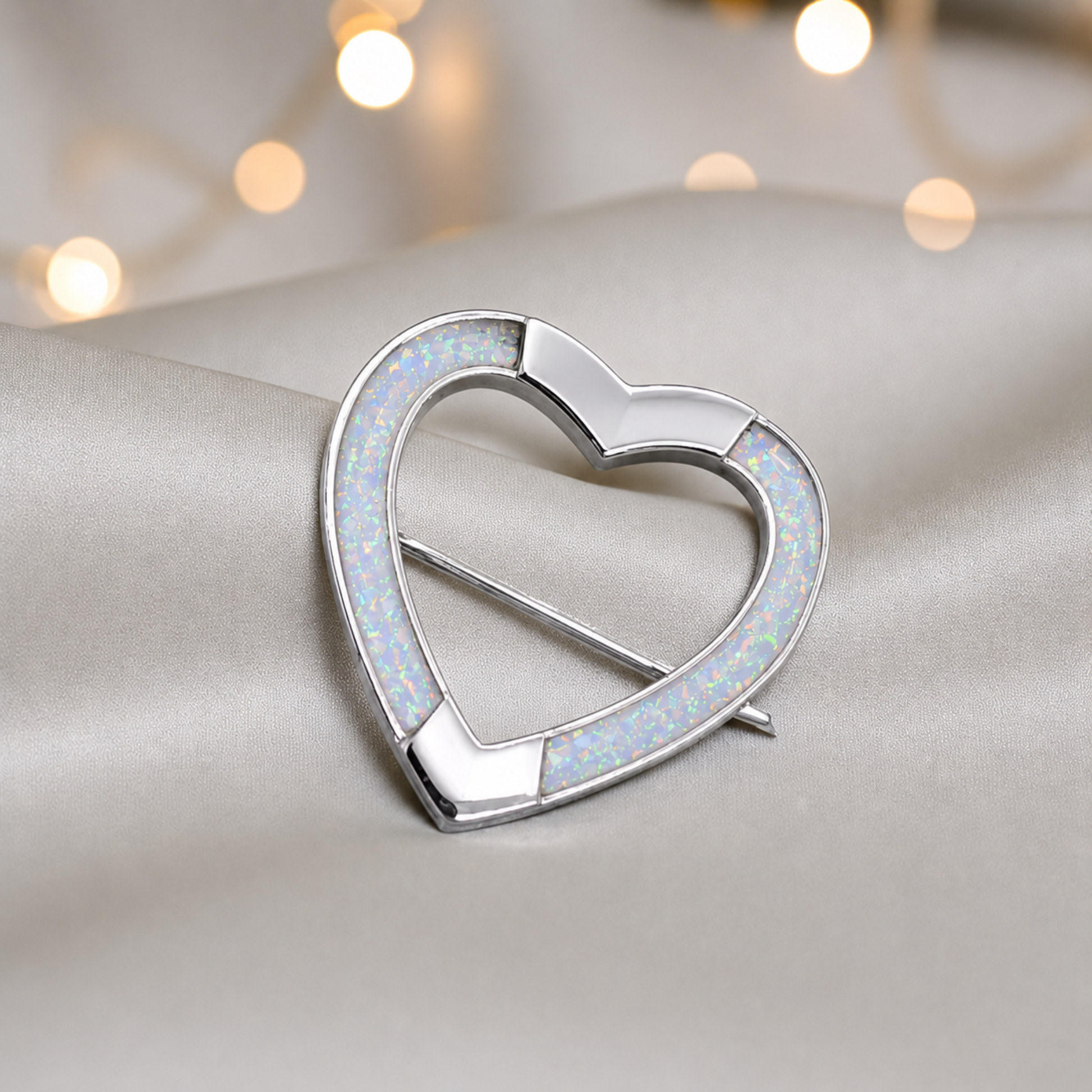 silver heart memorial pin, handcrafted in lancashire
