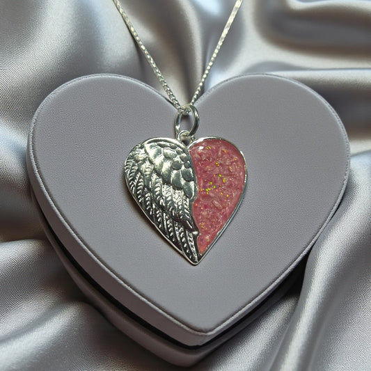 Winged Heart memorial pendant, handcrafted in Lancashire, UK