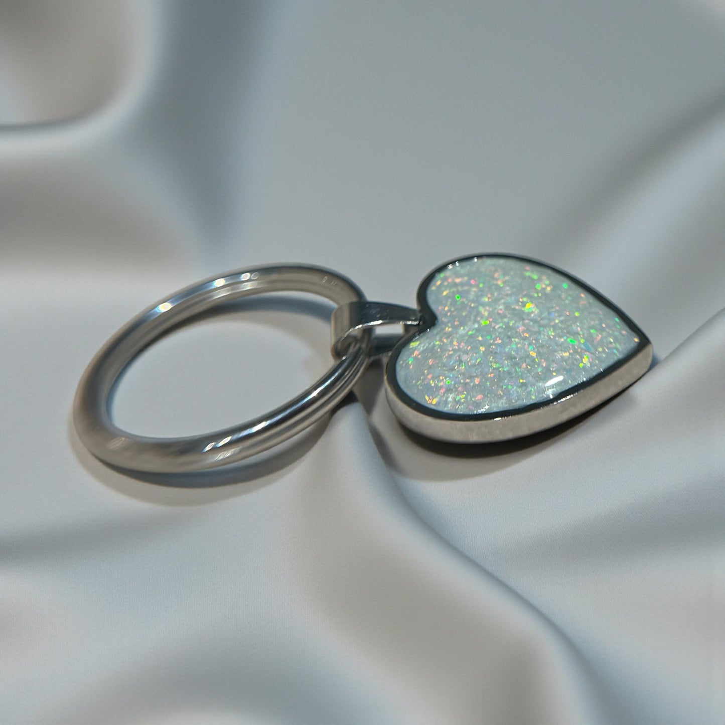 Stainless steel heart memorial keyring, handcrafted in Lancashire, UK