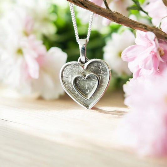 ***NEW*** Heart within a Heart Solid Silver Pendant