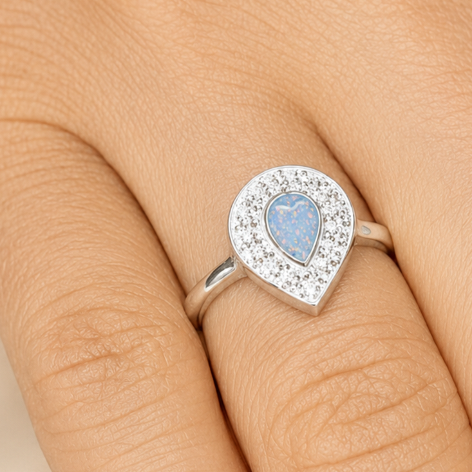 Helena keepsake ring, shown on hand, handcrafted in lancashire