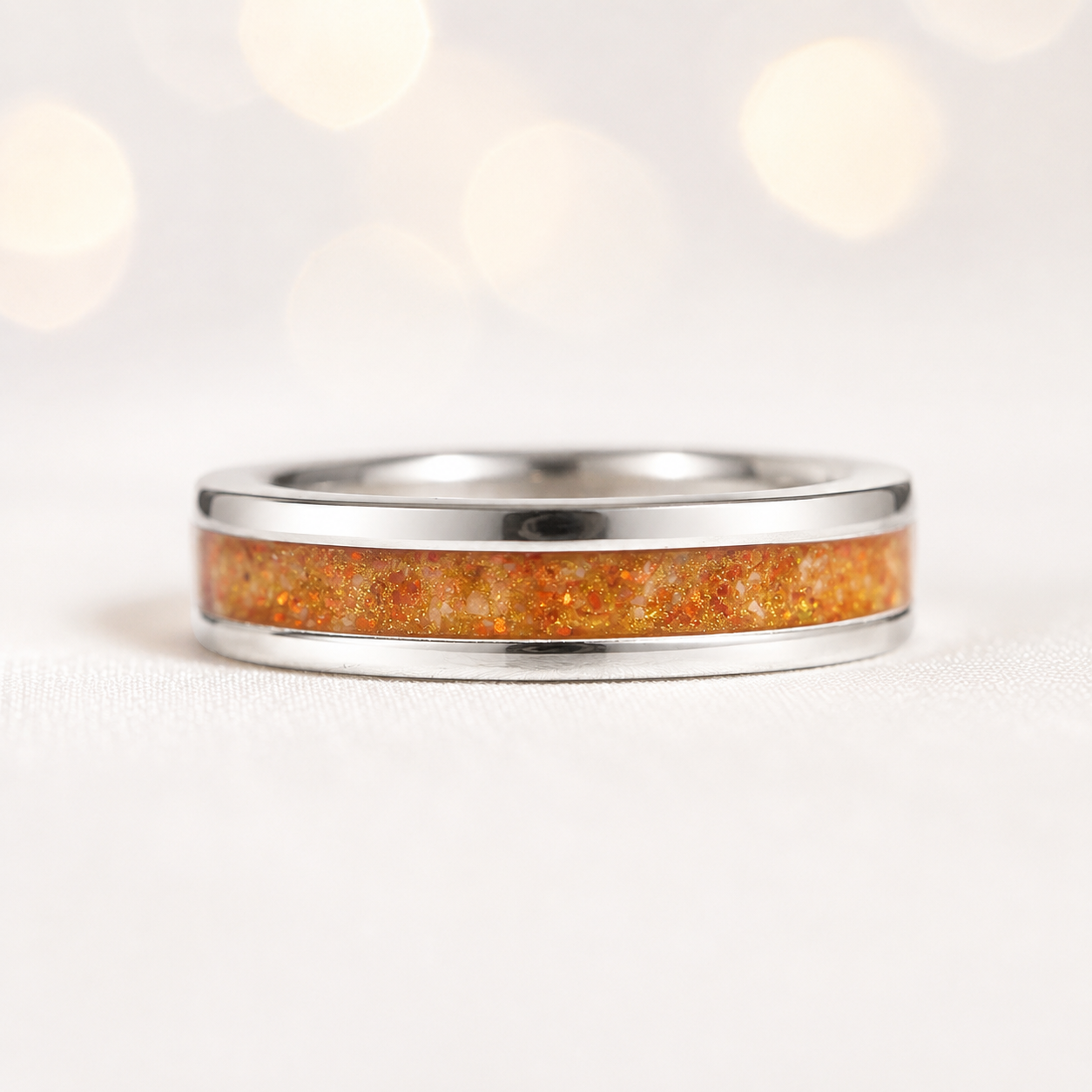 Horizon unisex sterling silver channel memorial band ring, 5.5mm wide, handcrafted in Lancashire UK by Keepsake Memorial Jewellery