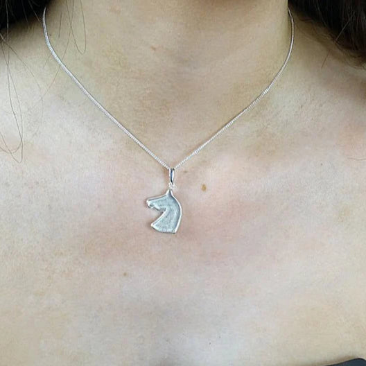 Solid 925 Silver Horses Head Pendant