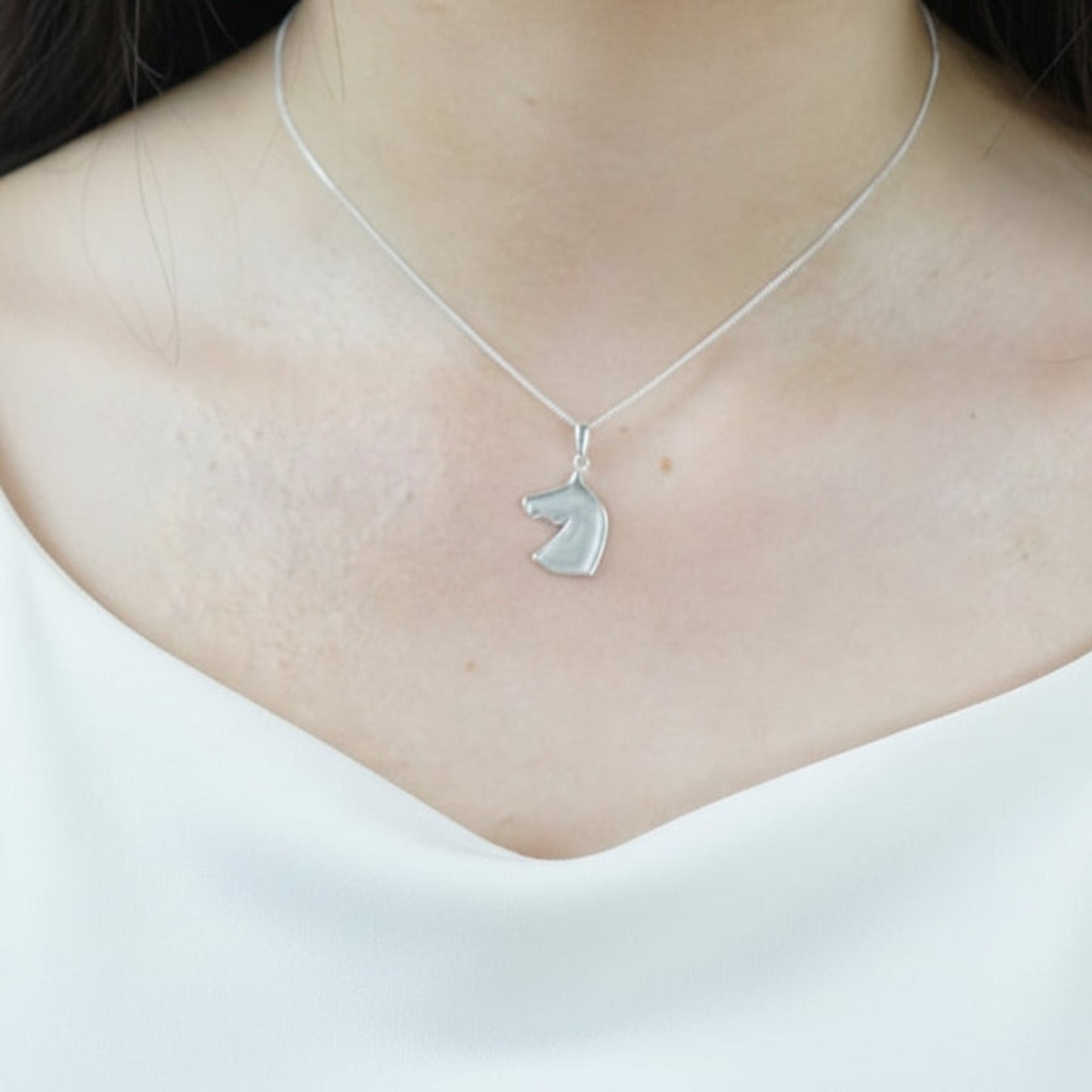 silver horsehead memorial pendant, handcrafted in uk