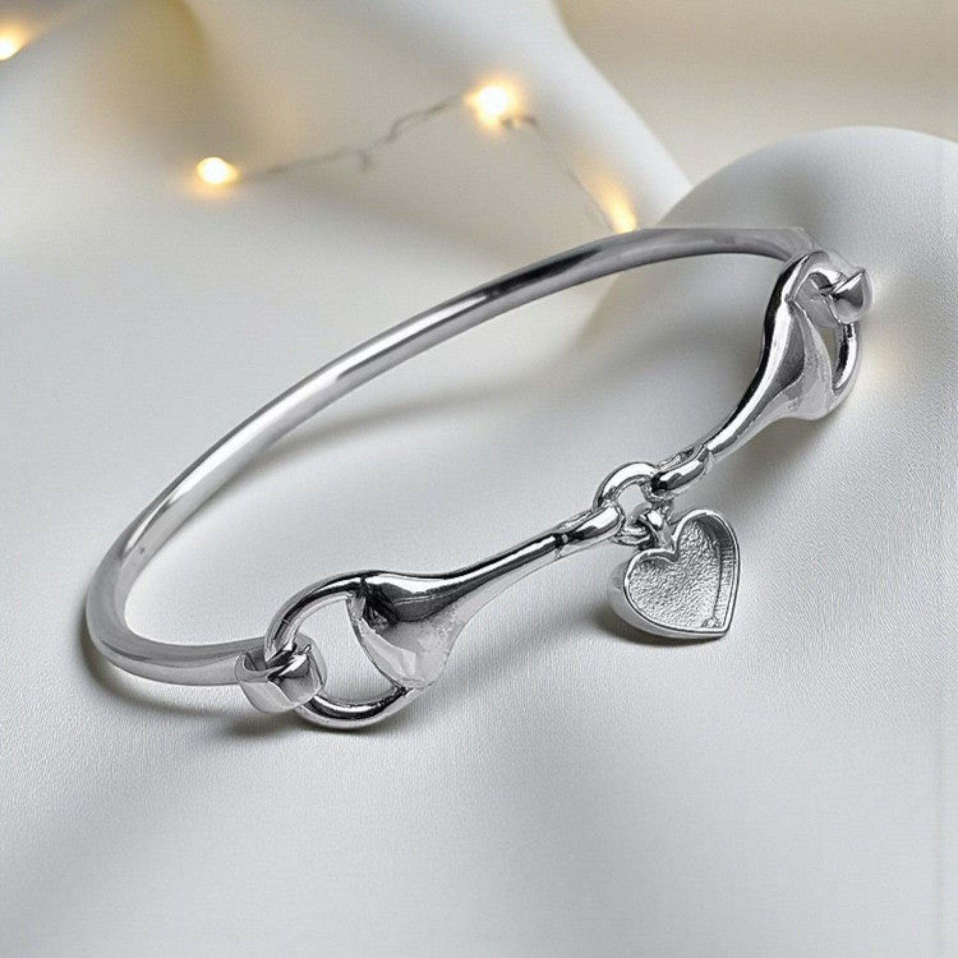 silver horsebit bangle, handcrafted in lancashire, uk