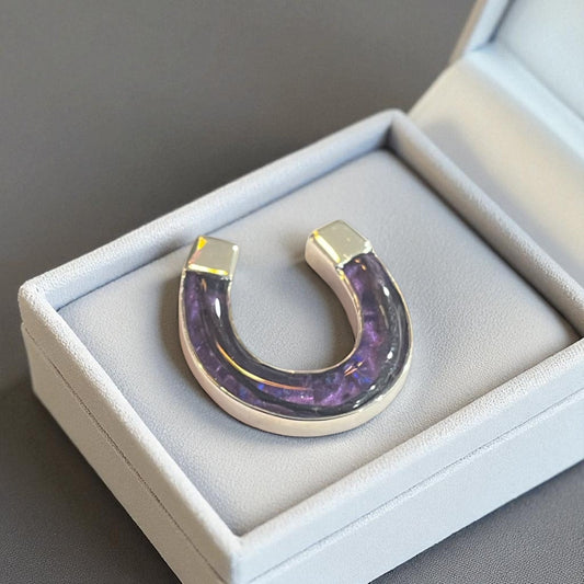 Silver Horseshoe ashes/hair stock pin handcrafted in Lancashire, UK