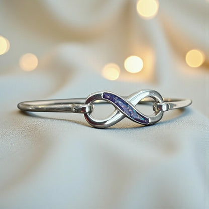 Lunara Bangle — silver infinity ashes memorial bangle, handcrafted in Lancashire, UK