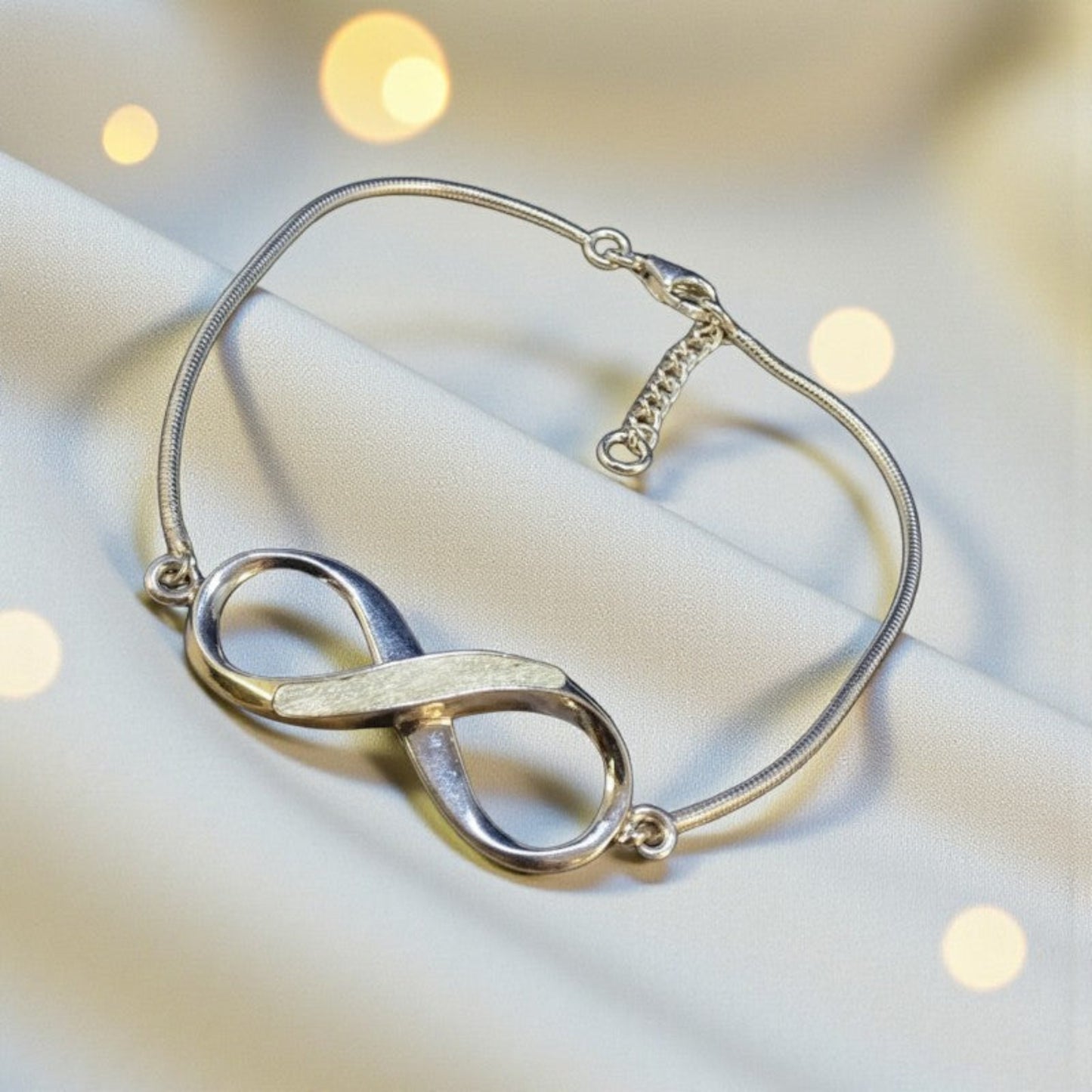 Infinity Bracelet — silver infinity ashes memorial bracelet, handcrafted in Lancashire, UK