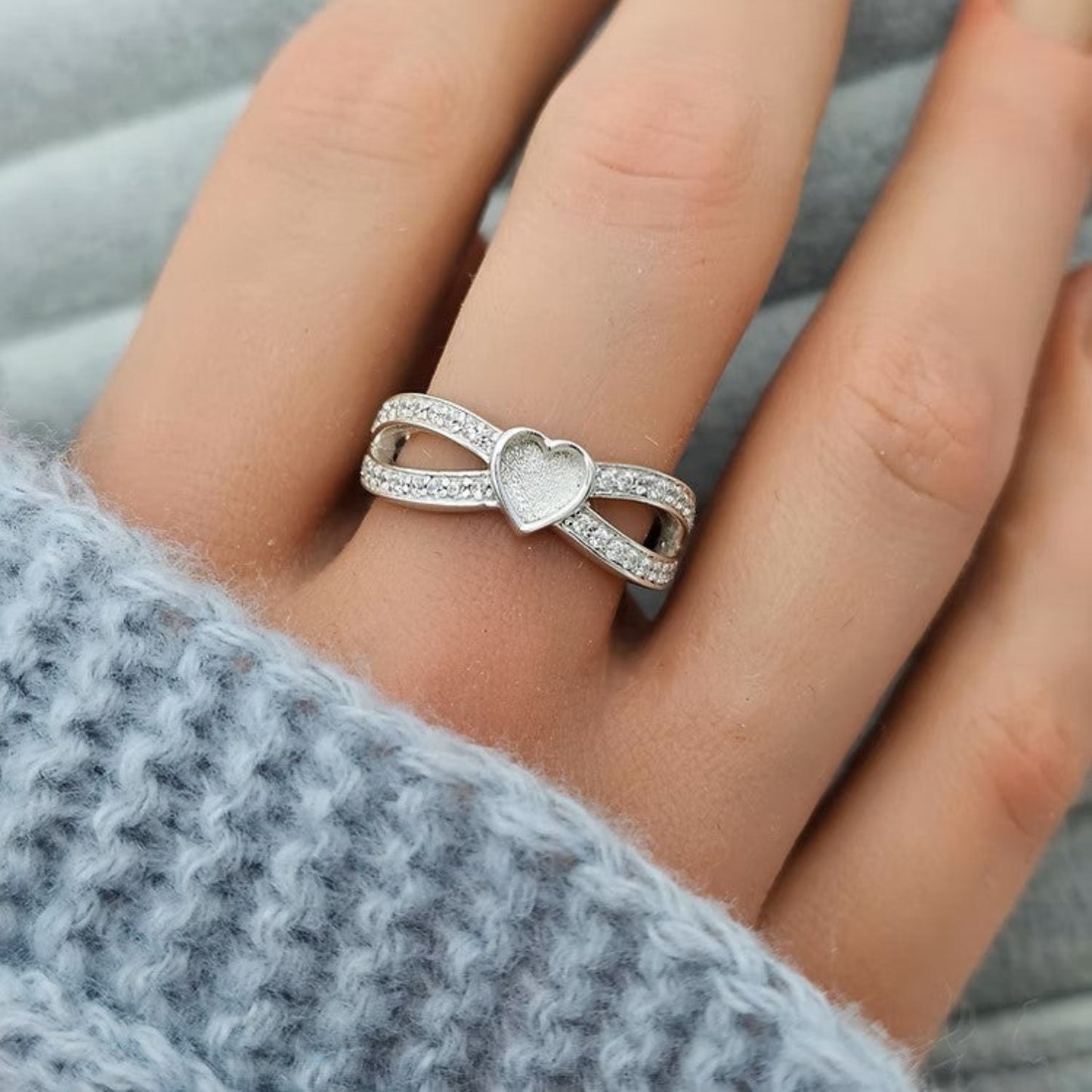 tella Infinity Ring — silver heart infinity ashes memorial ring, handcrafted in Lancashire, UK