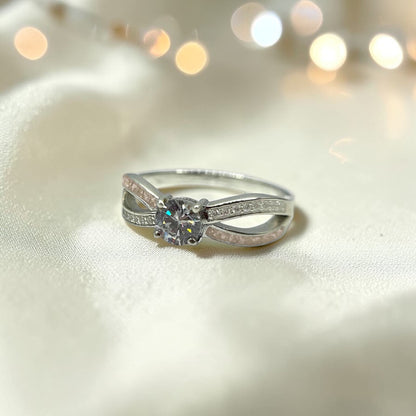 Infinity Solitaire — silver infinity solitaire ring in blush, handcrafted in Lancashire, UK