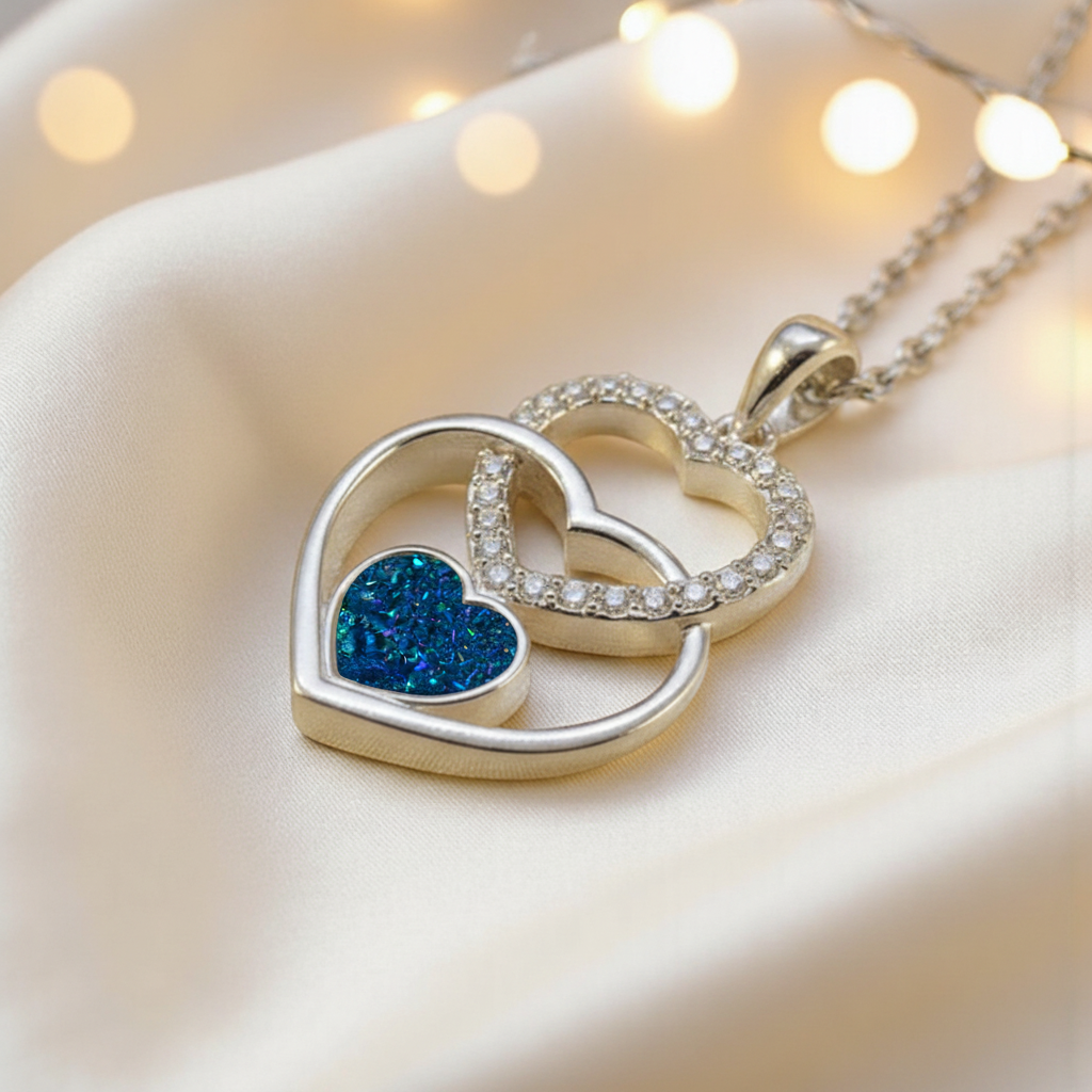 Isla Pendant second photo with Marine Blue opal