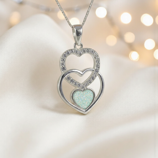 Isla Pendant with Spearmint opal heart