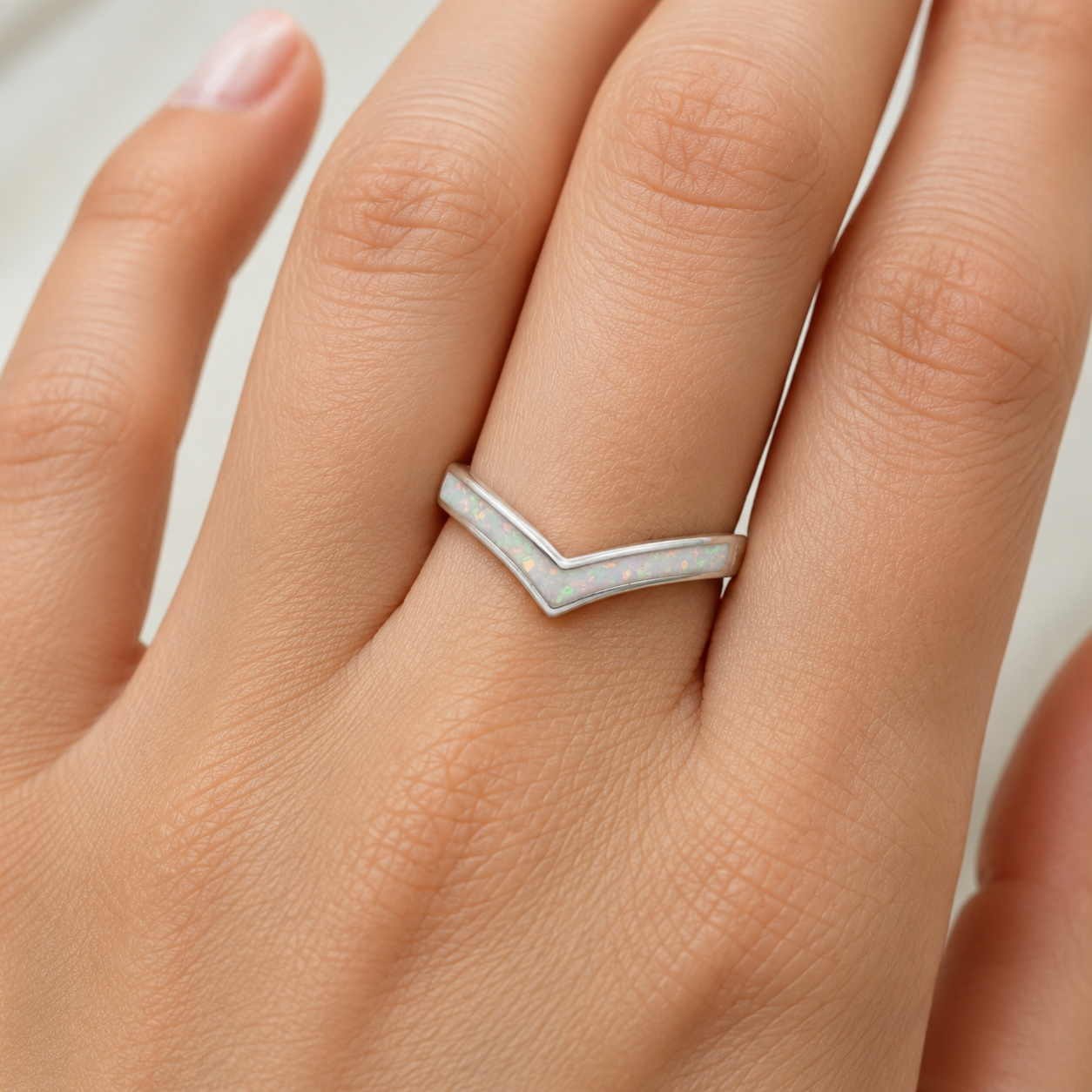 Silver Ivy wishbone keepsake memorial ring, handcrafted in lancashire