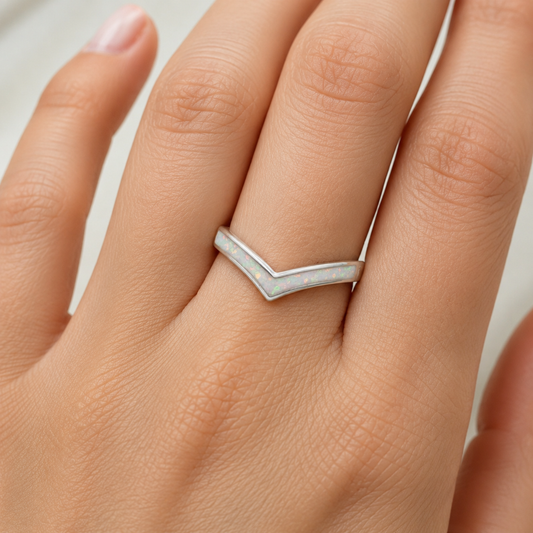 Silver Ivy wishbone keepsake memorial ring, handcrafted in lancashire