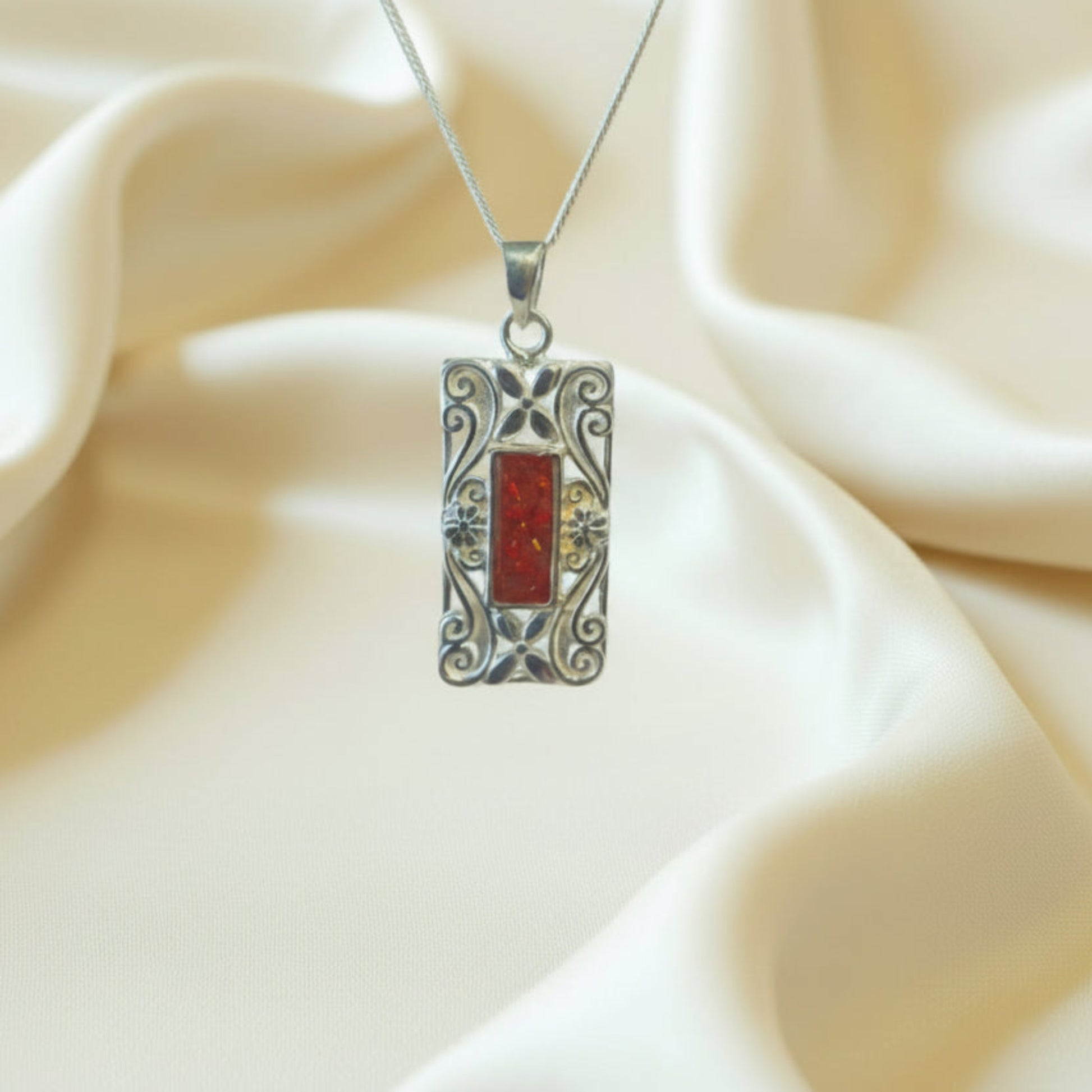 silver rectangle ashes pendant, handcrafted in lancashire