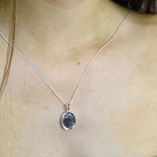 Solid 925 Silver Large Oval Pendant