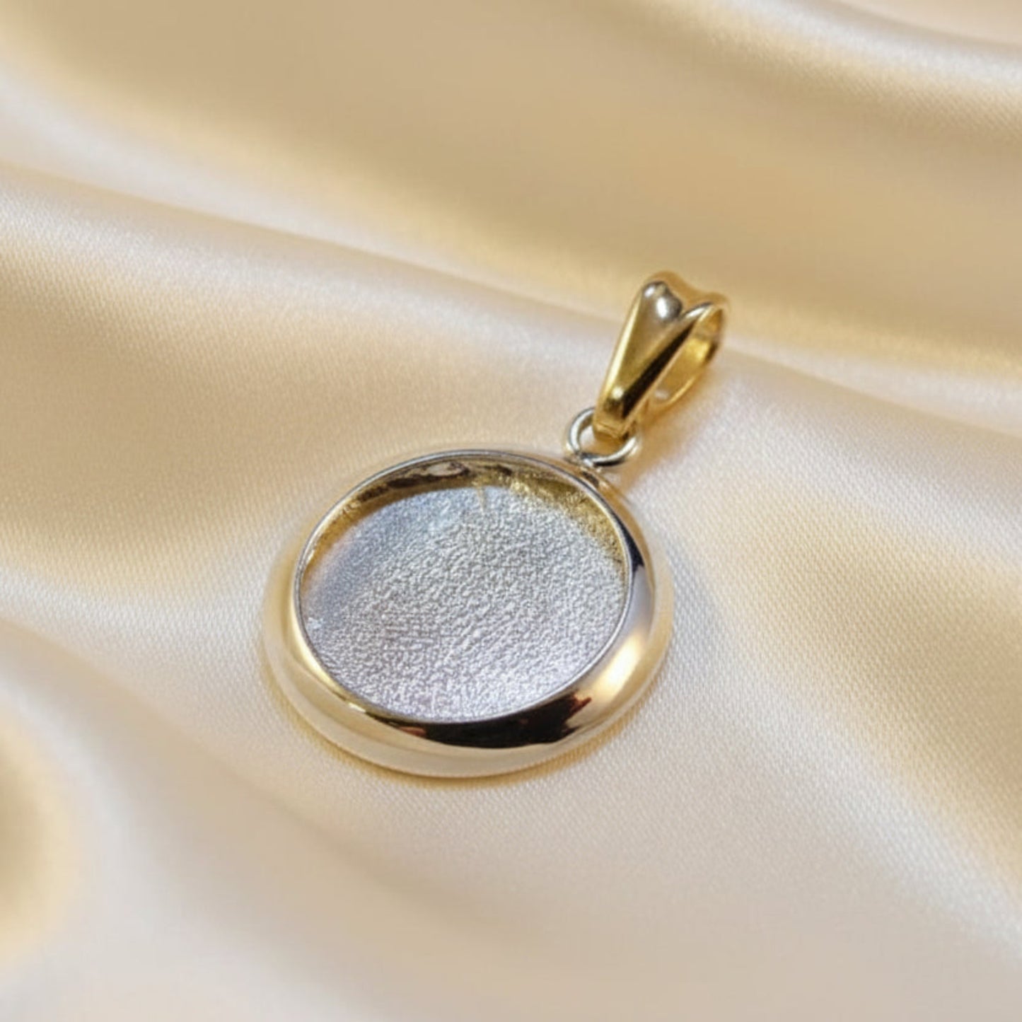 silver round ashes memorial pendant, handcrafted in uk