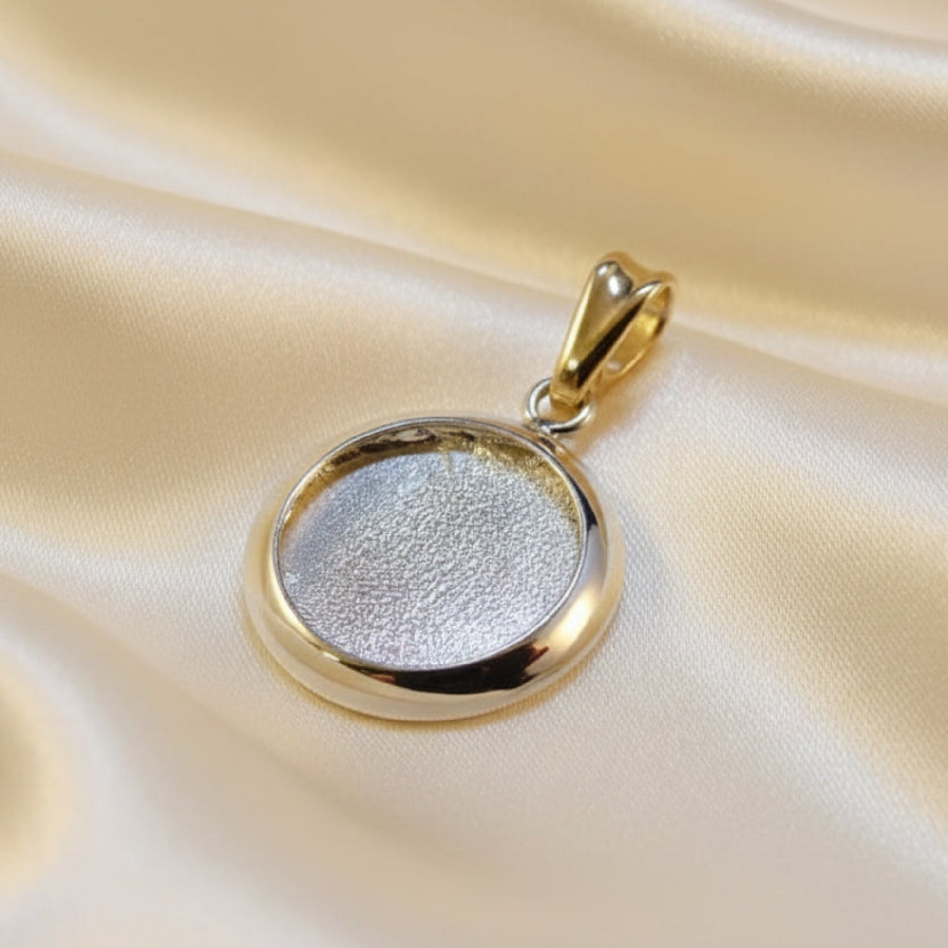 silver round ashes memorial pendant, handcrafted in uk