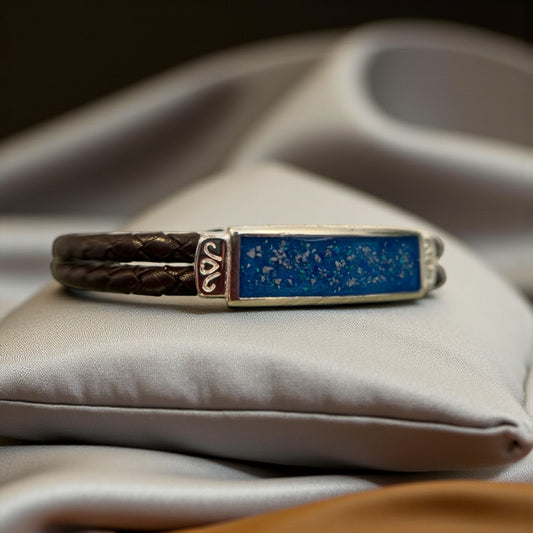 Leather men's ashes leather cuff bracelet, shipped FREE across the UK from Lancashire