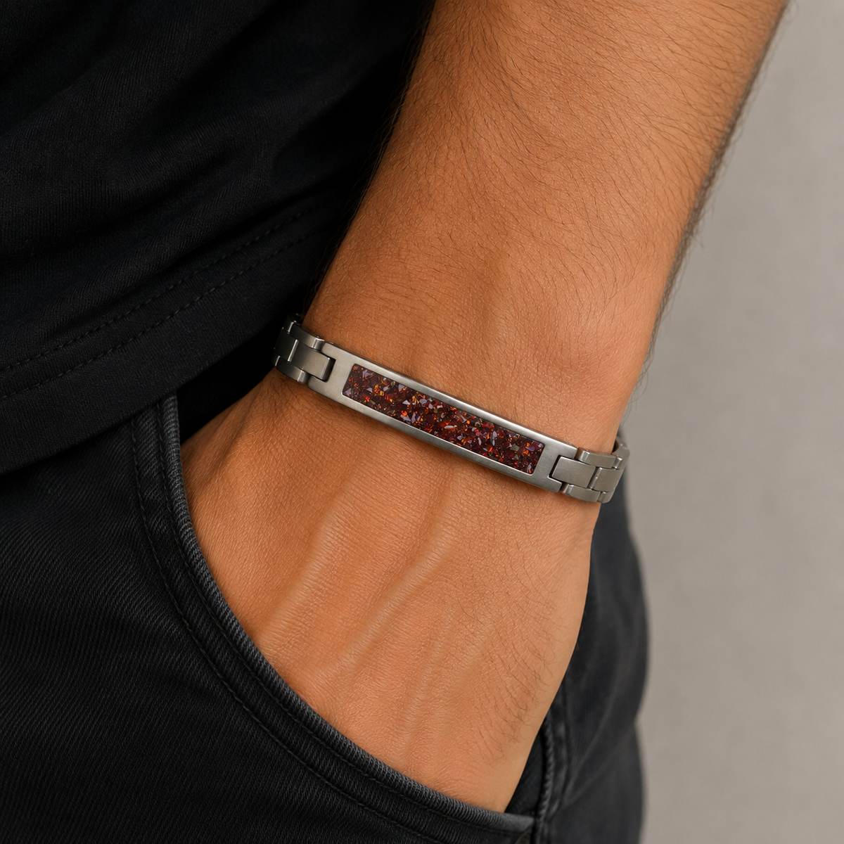 Copper mocha stainless steel link ID memorial ashes bracelet – Keepsake Memorial Jewellery