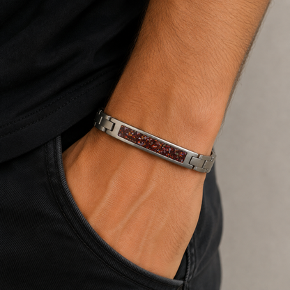 Copper mocha stainless steel link ID memorial ashes bracelet – Keepsake Memorial Jewellery