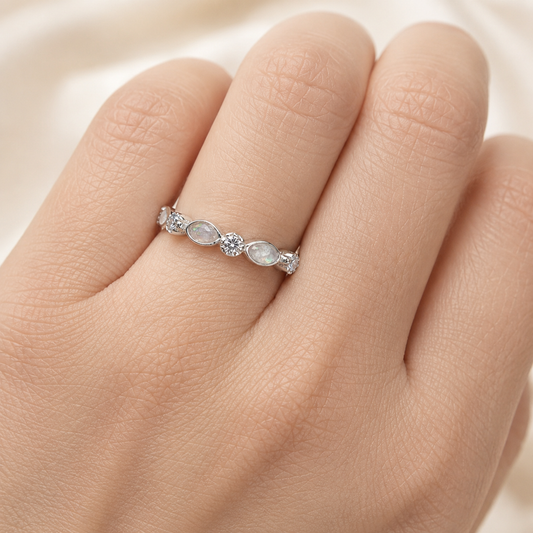 Liora ashes memorial ring on hand, handcrafted in lancashire