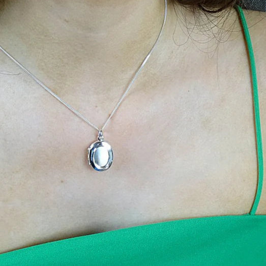 Solid 925 Silver wide edge Oval Locket