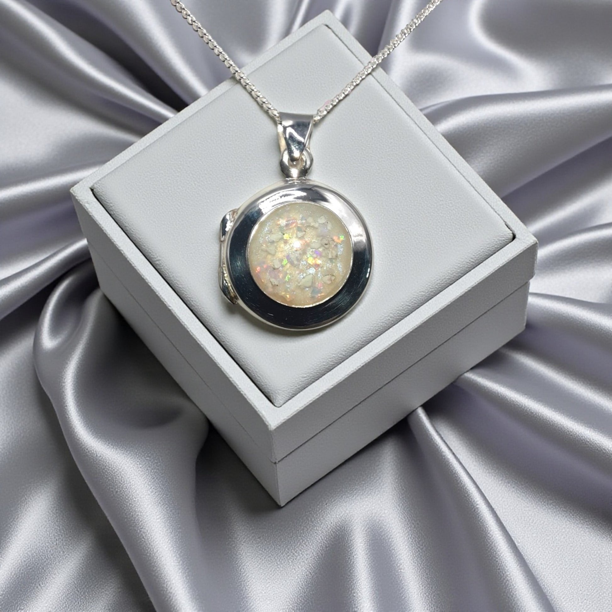 Silver round keepsake locket, handcrafted in Lancashire, UK