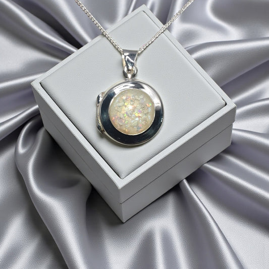 Silver round keepsake locket, handcrafted in Lancashire, UK