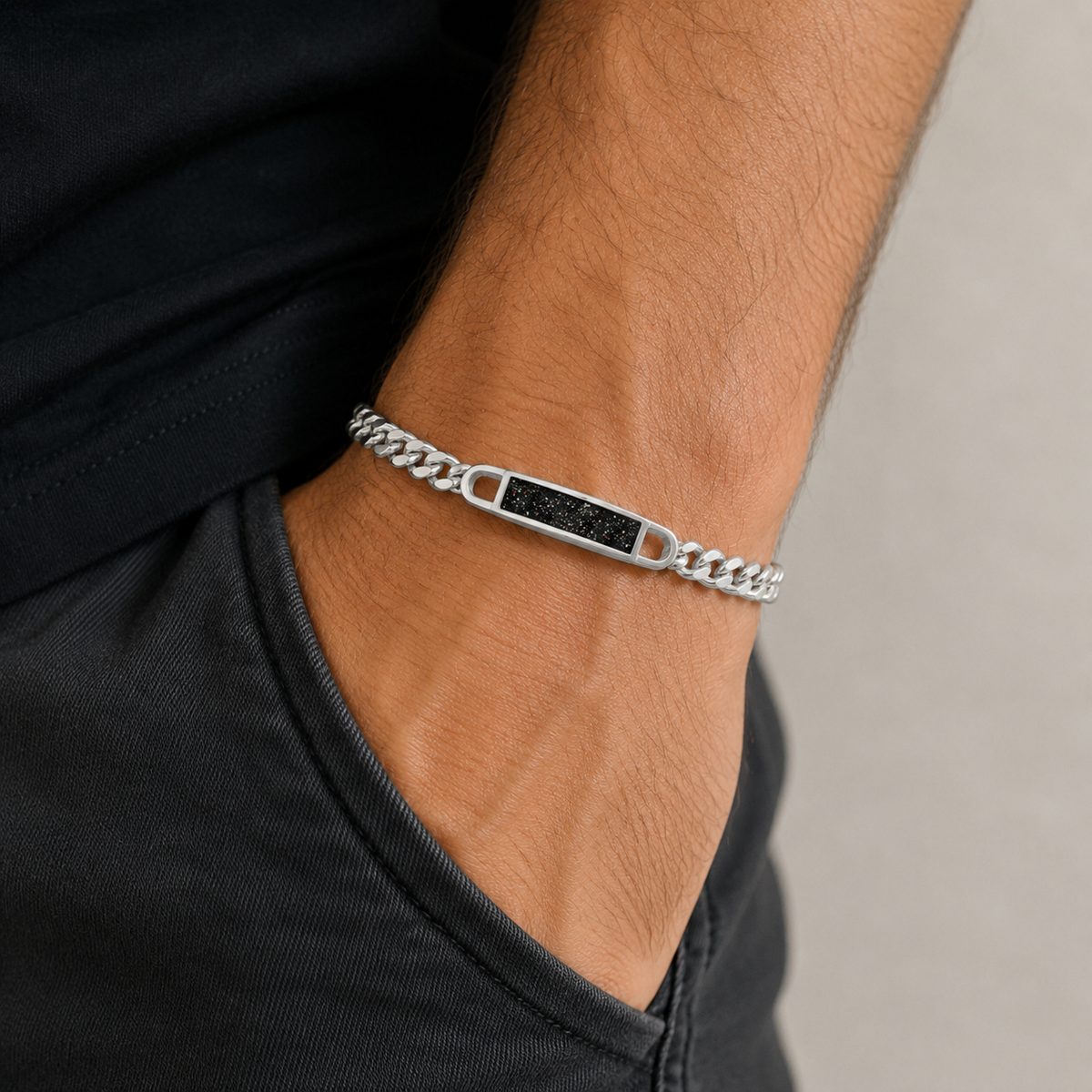 Lumena unisex silver memorial bracelet, handcrafted in Lancashire UK - by Keepsake Memorial Jewellery
