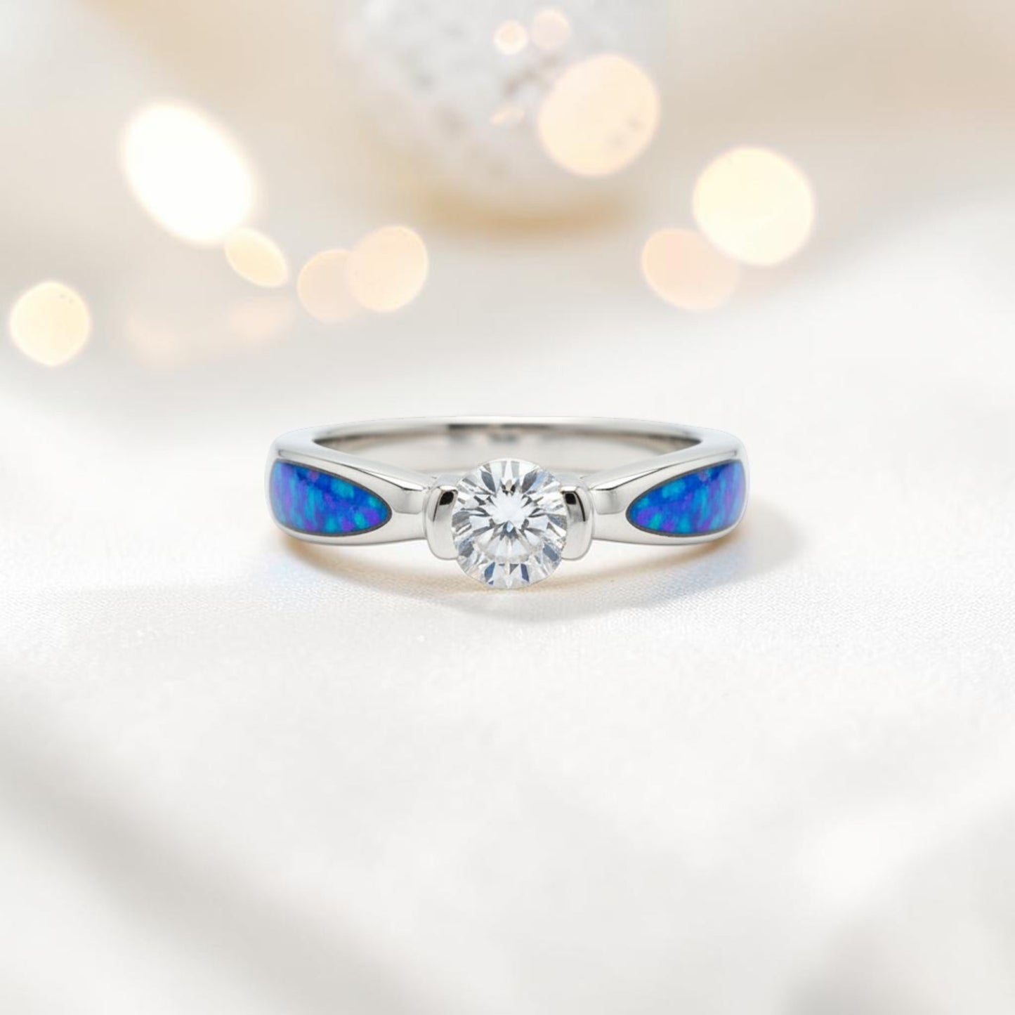 Lumina Solitaire Ashes Memorial Ring with vibrant shoulder settings — sterling silver remembrance ring, handcrafted in Lancashire