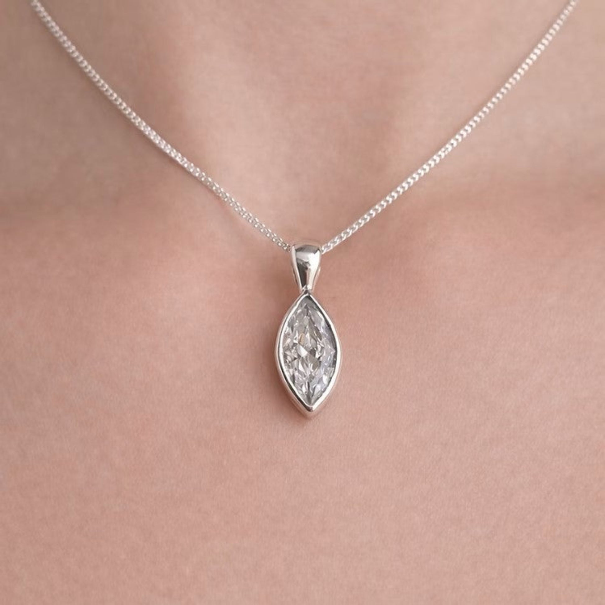 silver marquise ashes pendant, handcrafted in lancashire