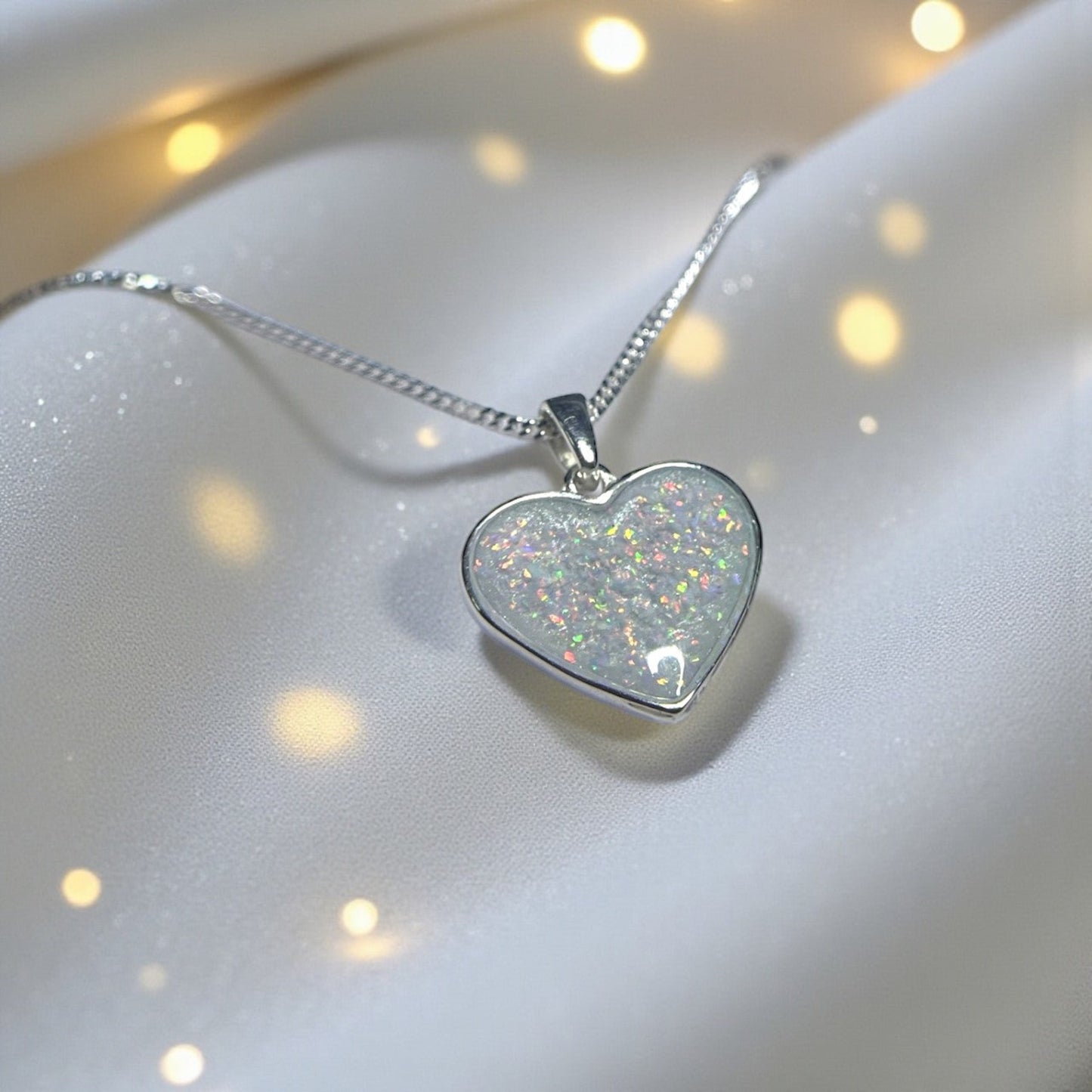 silver ashes memorial heart pendant handcrafted in uk