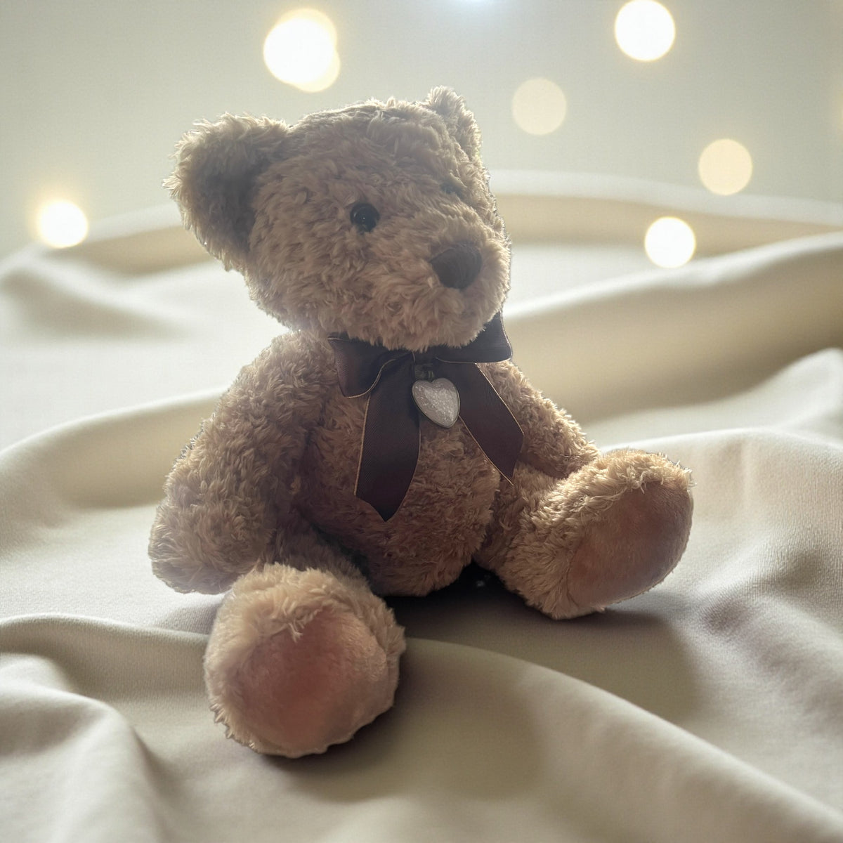 Beau memorial ashes teddy with charm teddy, handcrafted in lancashire